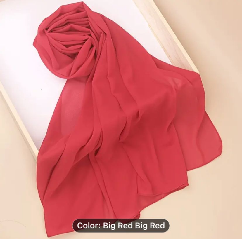 Orangish Red Georgette Hijab